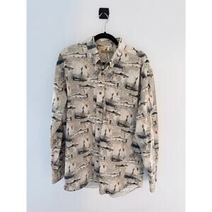 Munsingwear fishing button-up shirt fish and fishing rods Size XLT